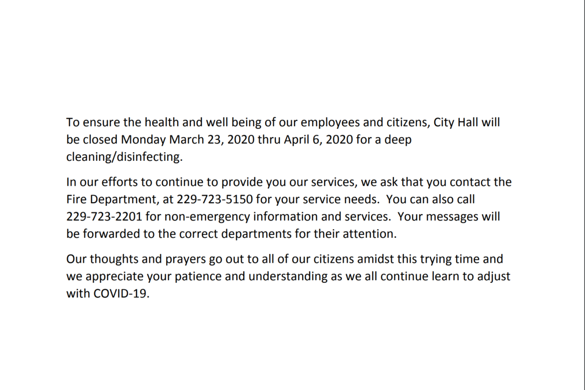 **IMPORTANT NOTICE FROM CITY HALL** City Of Blakely,