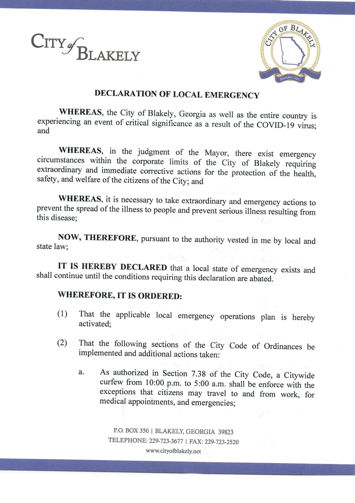 Notice City Of Blakely,